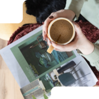Holding a coffee