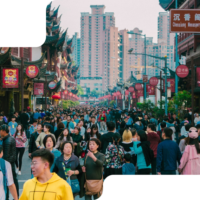 China town full of people