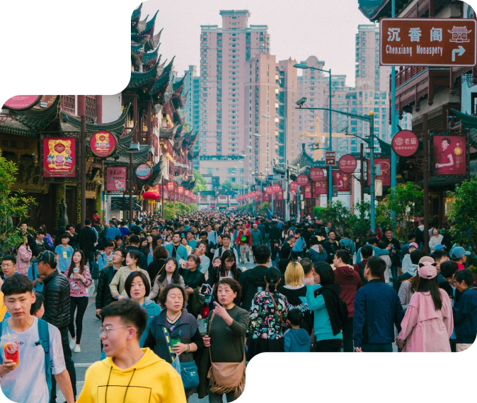 China town full of people