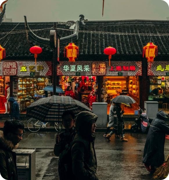 China town raining