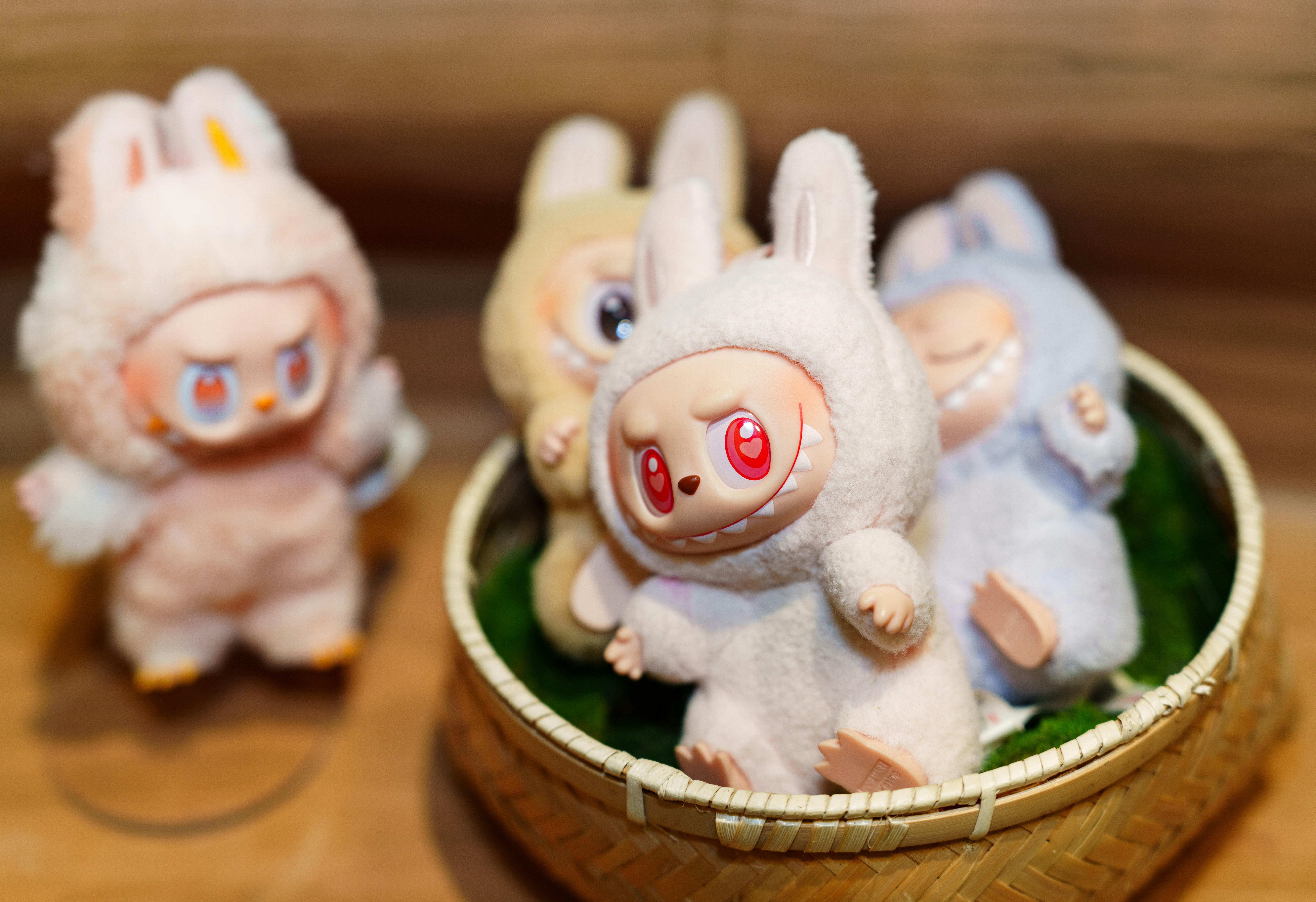Labubu Dolls in a basket