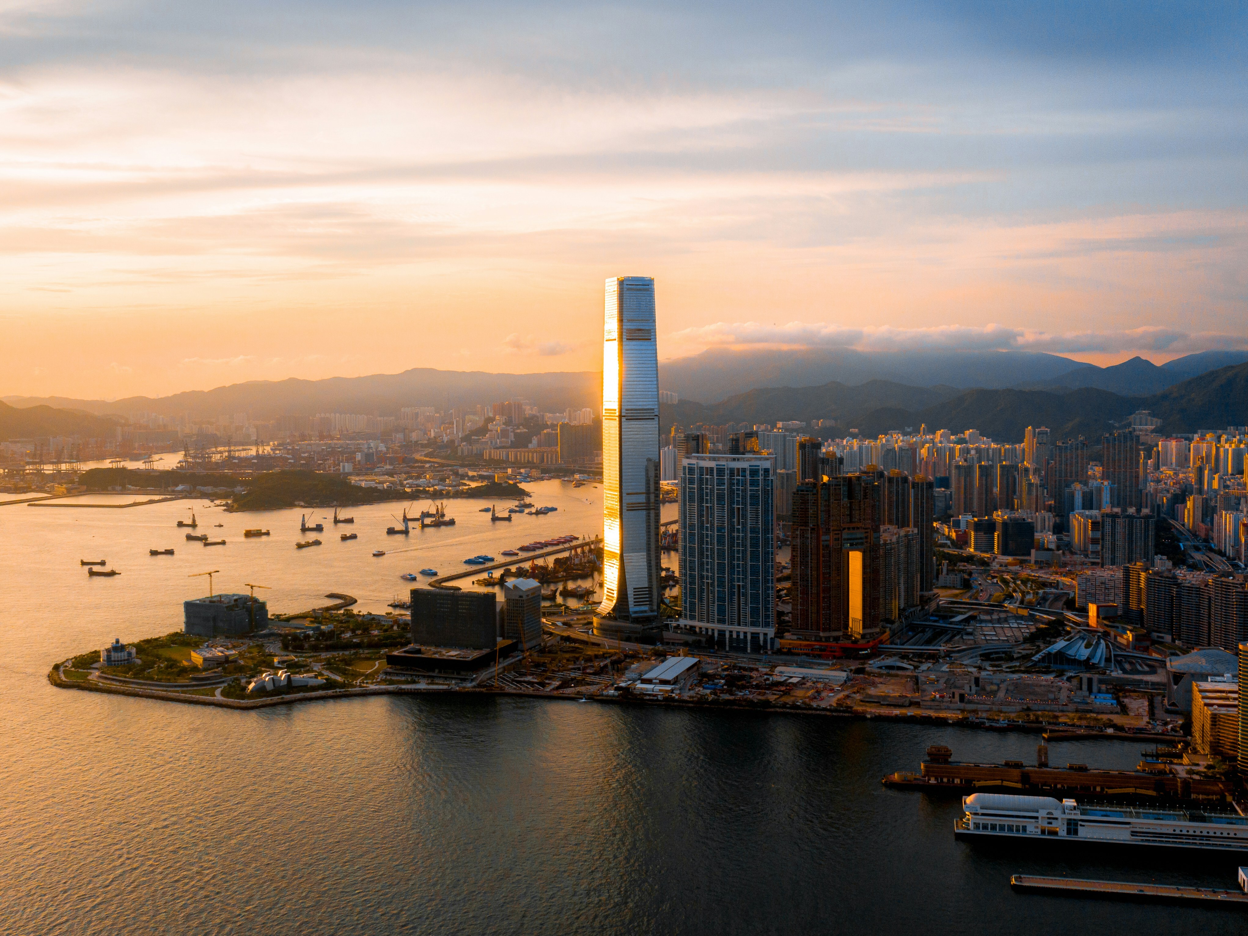The ICC on Kowloon Peninsula at Sunset