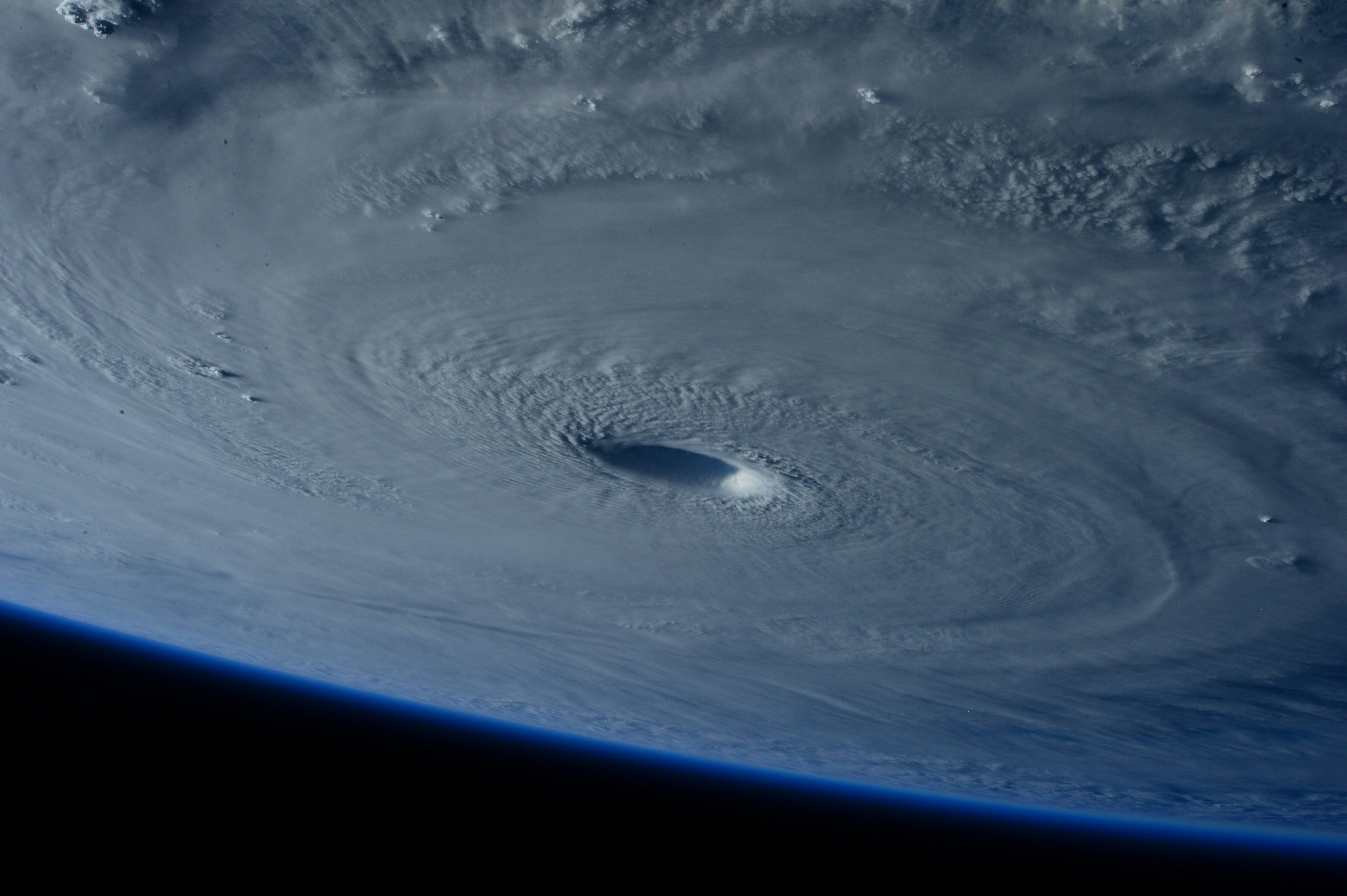A satellite picture of a typhoon from space