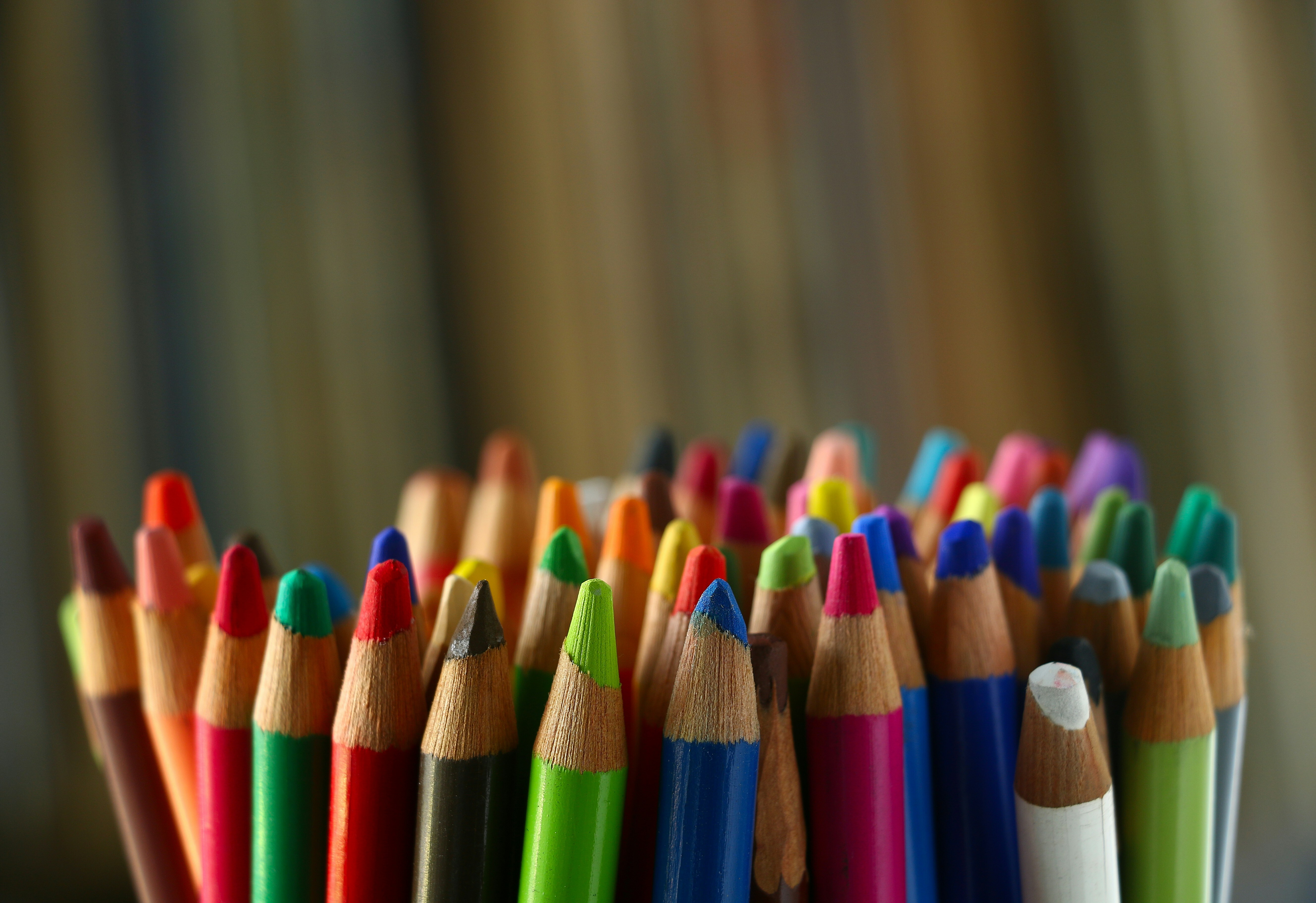 many Multi colored pencils